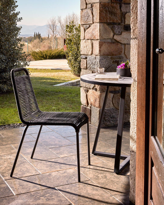 Lambton stackable chair in black rope steel with black finish