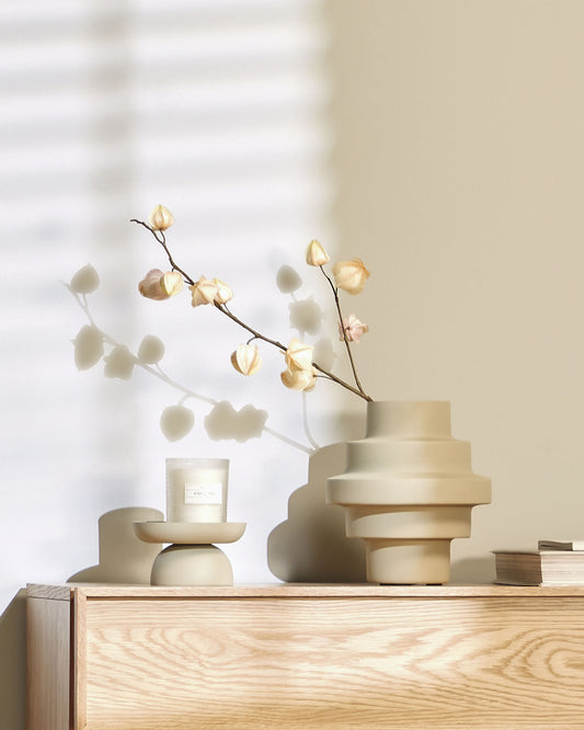 카이리 베이지 트레이 센터피스 14x8cm