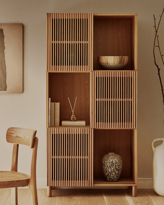 베일라 FSC 100% 인증 내추럴 애쉬 키 큰 캐비닛 84.5 x 170 cm
