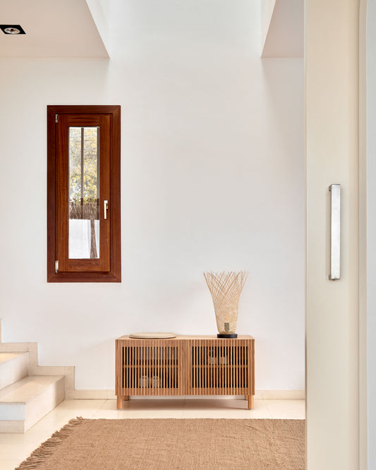 Beyla 2-door shoe rack in solid ash wood and oak veneer 98.5 cm FSC 100%