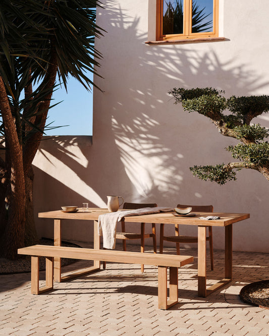 Canadell 100% outdoor solid recycled teak table, 180 x 90 cm