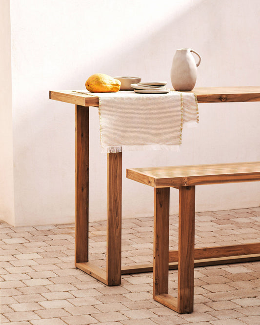 Canadell 100% outdoor bar table in solid teak wood, 140 x 70 cm
