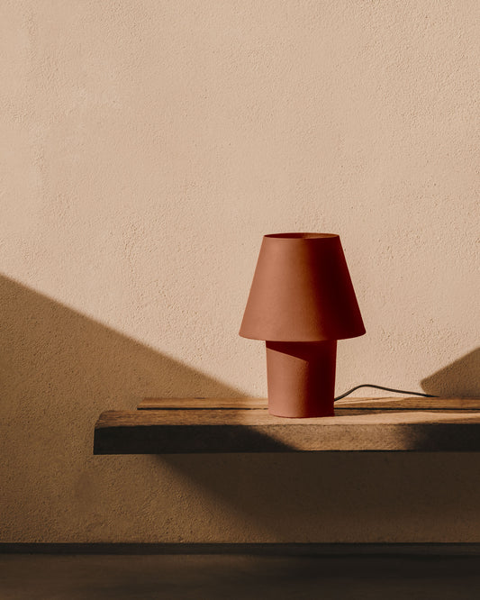 Canapost table lamp in metal with a terracotta painted finish