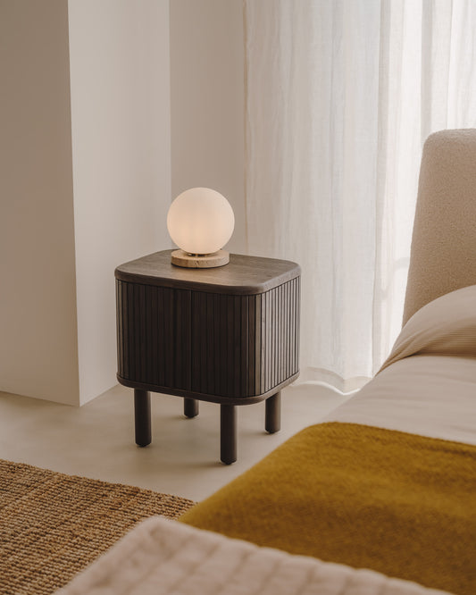 Mailen bedside table in ash veneer with a dark finish 50 x 55 cm