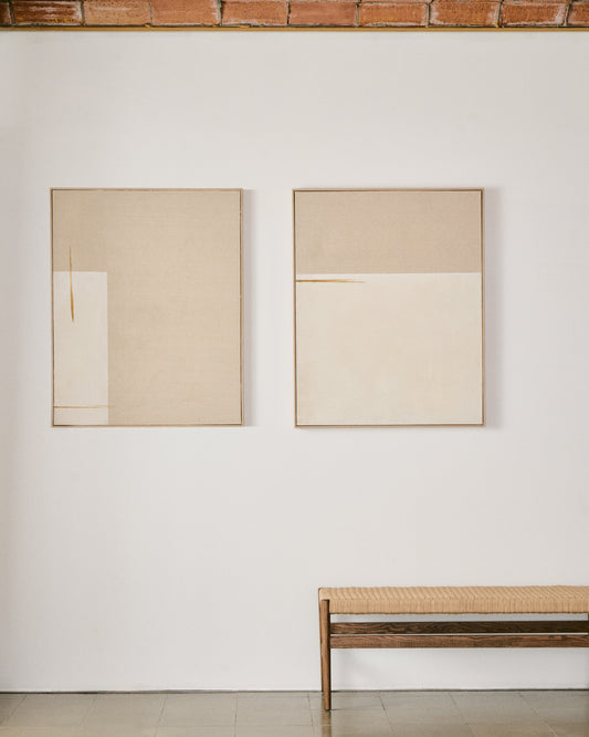 살린 베이지 린넨 수직선 벽장식 80x100cm 