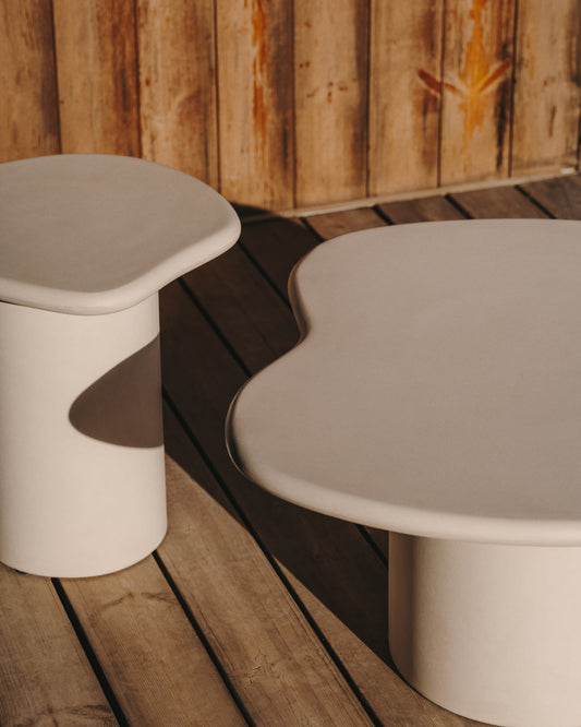 Macarella white cement side table, 48 x 47 cm