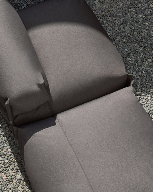 Square modular 100% outdoor sofa pouffe in dark grey with black aluminium, 101 x 101 cm