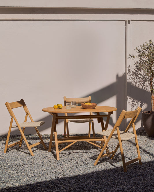 Dandara folding table in solid acacia wood natural finish, Ø 120 x 60 cm FSC 100%