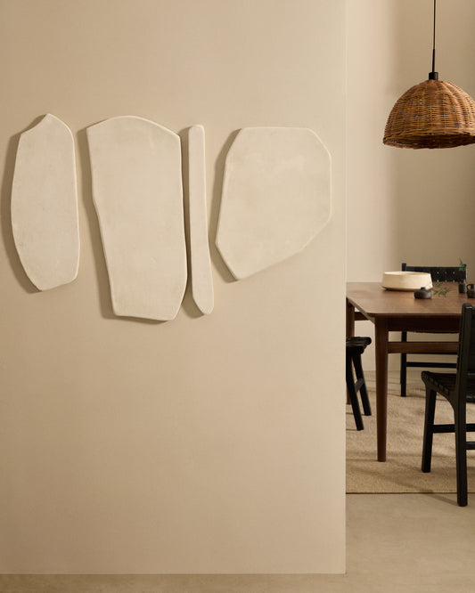 Siluna set of 4 wall panels in white papier-mâché