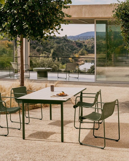 Maurina chair in green galvanised steel and green rope cord