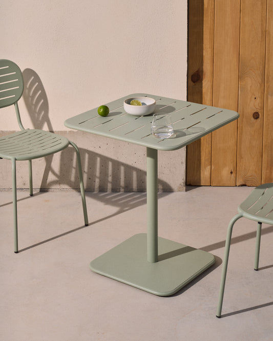 Brai outdoor table in turquoise galvanised steel 70 x 70cm