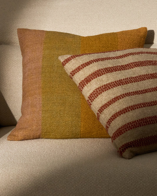 Taris mustard striped linen cushion cover 50 x 50cm