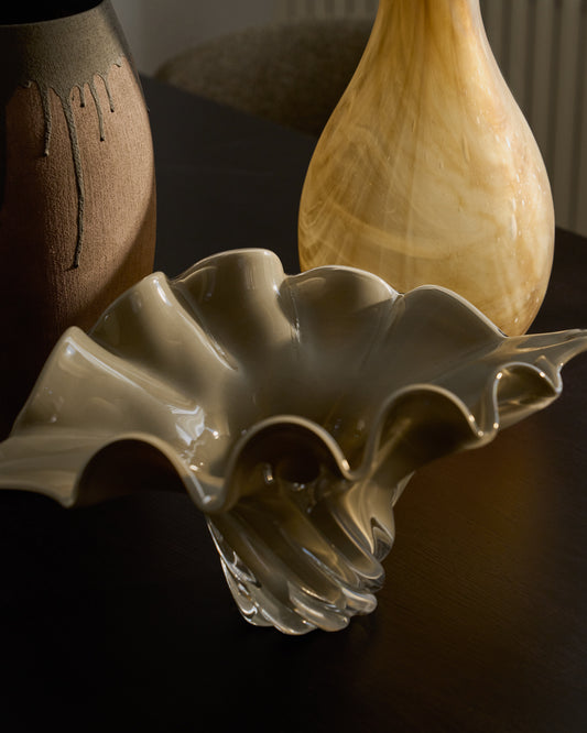 Lurea centrepiece in greyish green glass 45 x 31 cm