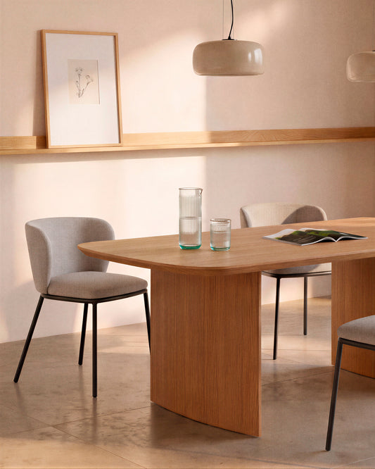 시셀리아 FSC인증 셔닐 패브릭 다이닝체어(라이트브라운)