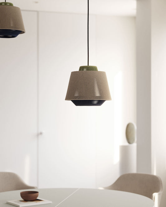 Yuvia cotton ceiling lamp with a beige and blue finish