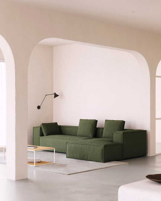 Blok 4-seater right chaise longue sofa in grey thick corduroy 330cm FSC Mix Credit