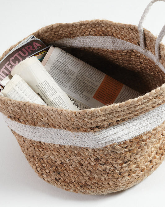 Saht basket natural and white