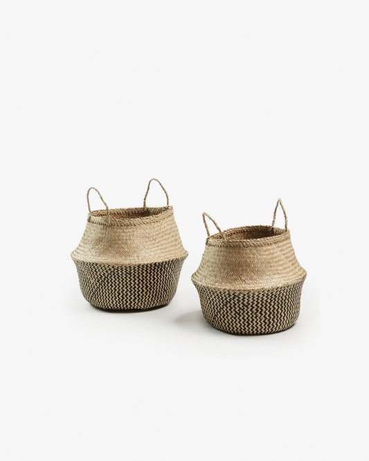 Thai set 2 baskets natural and black