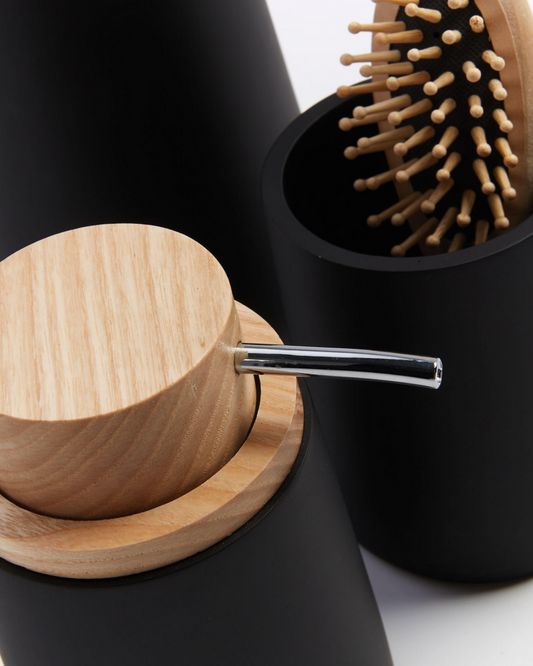 Jenning black and beech wood soap dispenser