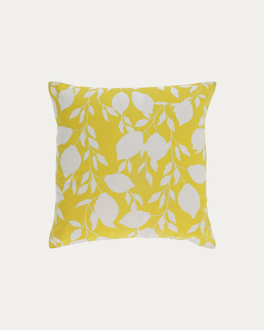 Etel 100% cotton cushion cover with white and yellow lemons 45 x 45 cm