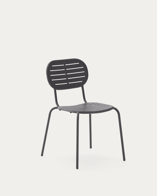 Stackable outdoor chair Brai in dark grey galvanised steel