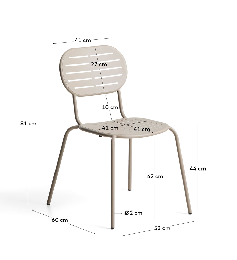 Brai outdoor stackable chair in taupe galvanised steel