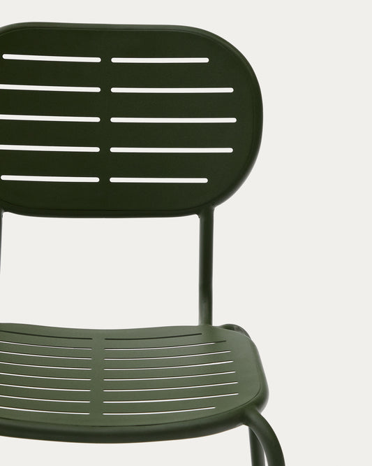 Brai stackable outdoor chair in green galvanised steel