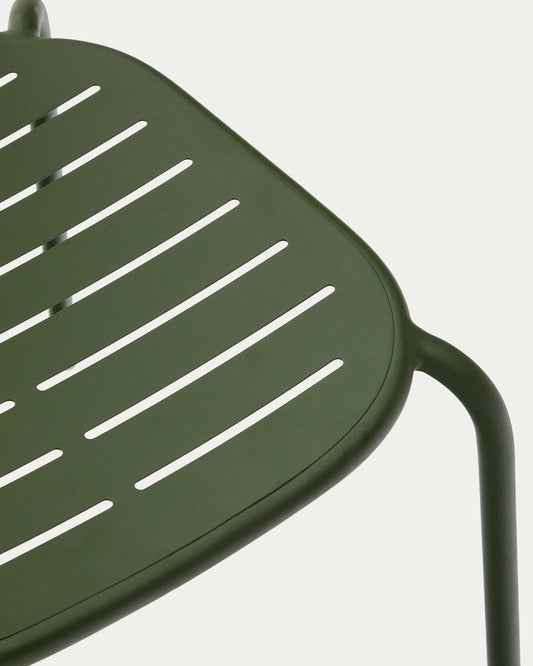 Brai stackable outdoor chair in green galvanised steel