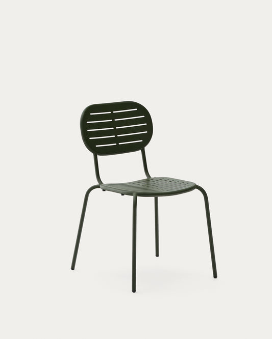 Brai stackable outdoor chair in green galvanised steel