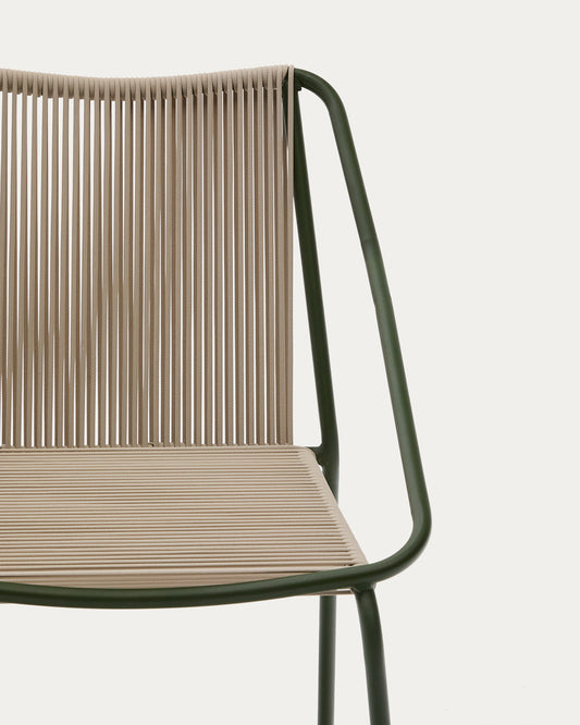 Zivia outdoor chair in ecru rope cord and green galvanised steel