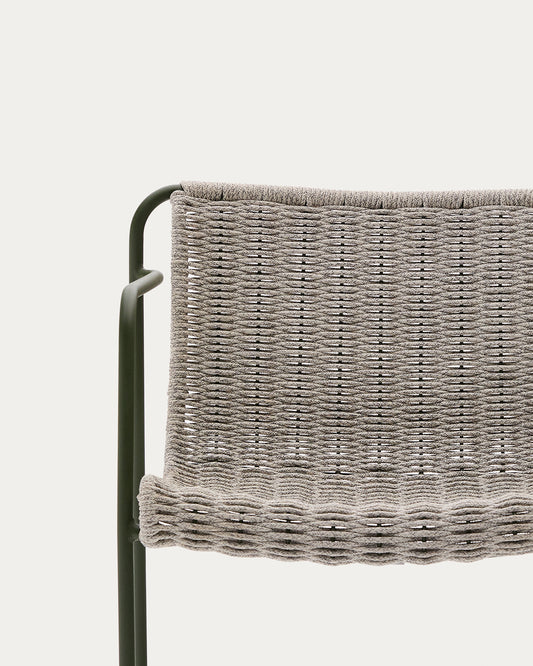 Maurina chair in green galvanised steel and ecru and grey rope cord