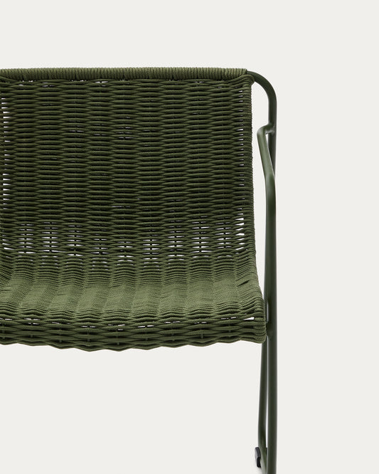 Maurina chair in green galvanised steel and green rope cord