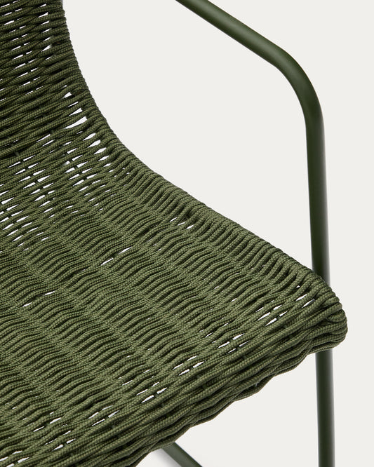 Maurina chair in green galvanised steel and green rope cord