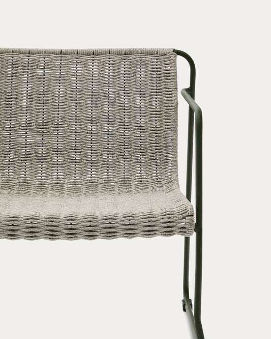 Maurina armchair in green galvanised steel and ecru and grey rope cord