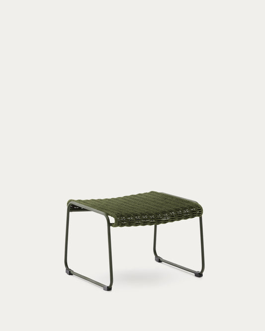 Maurina footrest in green galvanised steel and green rope cord 58 x 52.5cm