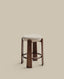 Granite stool in beige chenille and solid ash wood with walnut-coloured finish FSC 100% 65cm