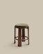 Granite stool in green chenille and solid ash wood with walnut-coloured finish FSC 100% 65cm