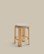 Granite stool in beige chenille and solid ash wood with natural tone finish FSC 100% 65cm