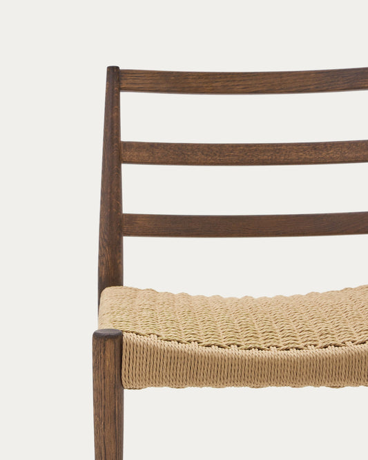 Analy chair in solid oak with walnut finish and rope seat FSC 100%