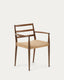 Analy chair with armrests in solid oak wood with walnut finish and rope seat FSC Mix Credit
