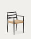 Analy chair with armrests in solid oak wood with black finish and rope seat FSC Mix Credit