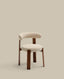Granite chair in beige chenille and with solid ash wood in a walnut finish FSC 100%