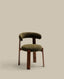 Granite chair in green chenille and with solid ash wood in a walnut finish FSC 100%