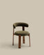 Granite chair in green chenille and with solid ash wood in a walnut finish FSC 100%