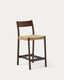 Yalia stool with backrest in solid oak wood with walnut finish and rope seat, 65 cm, FSC Mix Credit