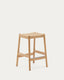 Yalia stool in solid oak wood with natural finish and rope seat, height 65 cm, FSC Mix Credit