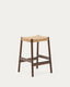 Yalia stool in solid oak wood with walnut finish and rope seat, height 65 cm, FSC Mix Credit