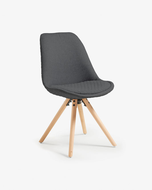 Ralf light grey chair with solid beech legs