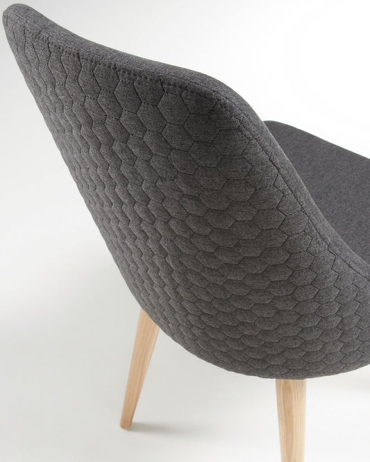 Rosie dark grey chair with solid ash legs with natural finish