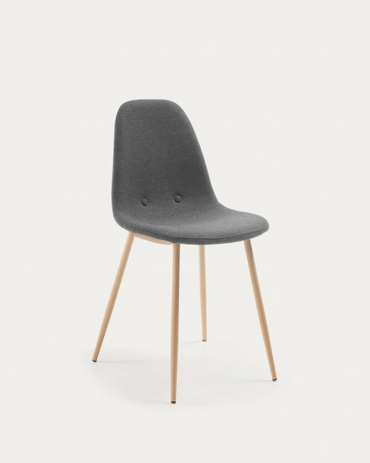 Yaren dark grey chair with wood-effect steel legs